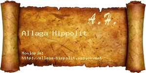 Allaga Hippolit névjegykártya